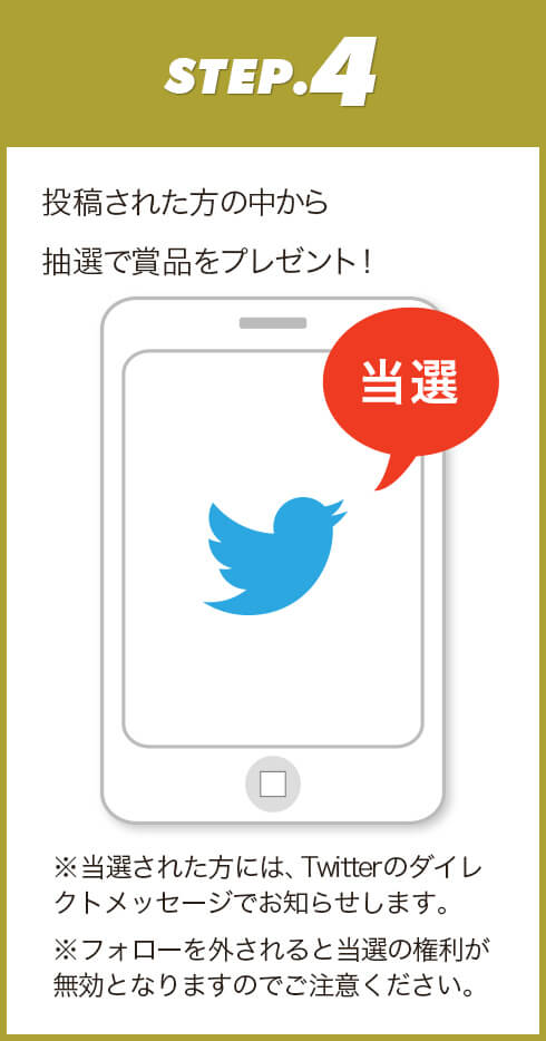 STEP.4　投稿された方の中から抽選で賞品をプレゼント